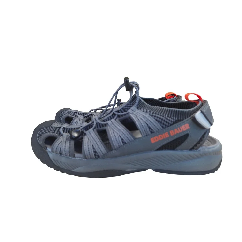Eddie Bauer Cedar Mens 8M Gray Orange Bungee Closed Toe Outdoor Sport Sandals